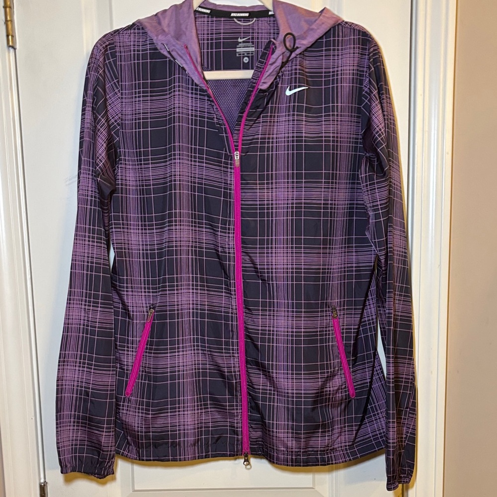 Nike phenom vapor purple plaid hooded windbreaker running jacket M
